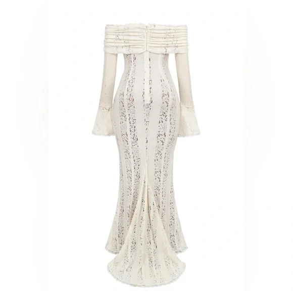 House of CB Belle Off the Shoulder Long Sleeve Mermaid Gown - XS